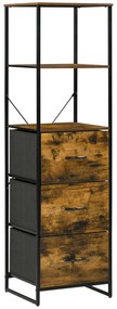 HOMCOM Armário com 3 Gavetas de Tecido Dobráveis e 2 Prateleiras Abertas Armário Multifuncional 44x40x155cm Marrom Rústico | Aosom Portugal