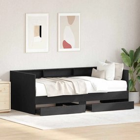 vidaXL Cama de Dia com Gavetas Cinza Concreto 90x200 cm Madeira Reforçada