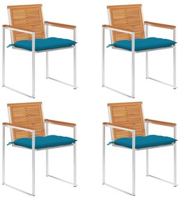 vidaXL Cadeiras de jardim c/ almofadões 4 pcs madeira de acácia maciça