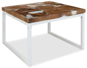 vidaXL Mesa de centro em resina de teca 60x60x40 cm