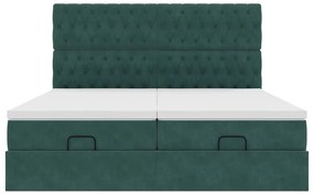 Estrutura de cama otomana com colchão verde escuro veludo