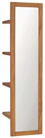 vidaXL Espelho de parede com prateleiras 30x30x120 cm teca maciça