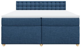 Cama com molas/colchão 200x200 cm tecido azul
