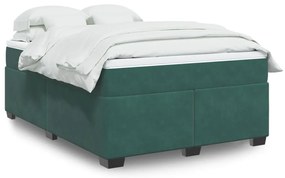 vidaXL Cama com molas/colchão 140x190 cm veludo verde-escuro