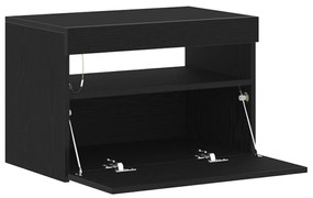 Armários de TV com luzes LED 2 pcs Carvalho Preto 60x35x40 cm Madeira