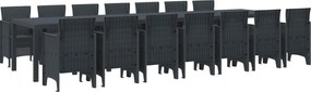 vidaXL Conjunto de Jantar para Jardim com Almofadas 15 pcs Antracite