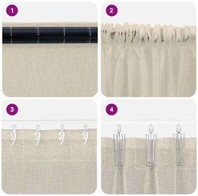 Cortinas com cortinas 2 pcs Areia 140 x 260 cm Poliéster