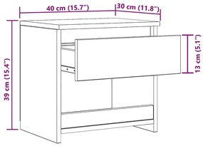 Mesas de cabeceira 2 pcs 40x30x39 cm contrapl. cinzento cimento