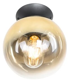 Candeeiro de teto Art Deco preto com vidro dourado - Pallon Art Deco