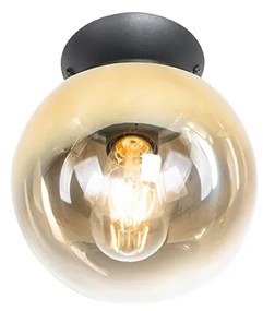 Candeeiro de teto Art Deco preto com vidro dourado - Pallon