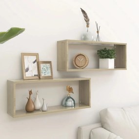 Prateleiras parede forma de cubo 2 pcs carvalho sonoma