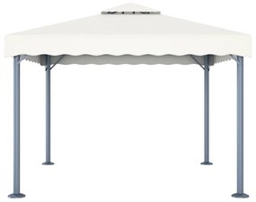 Gazebo com cordões de luzes LED 300x300 cm alumínio cor creme