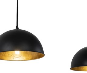 LED Candeeiro de suspensão inteligente preto com dourado 3 luzes incl. Wifi A60 - Magnax Industrial