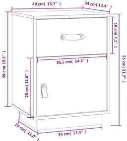 Mesas de cabeceira 2 pcs 40x34x55 cm pinho maciço cinza