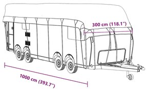 Caravan capa de telhado 1000x300 cm tecido não tecido cinzento