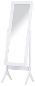 HOMCOM Espelho de maquilhagem de pé reclinável nórdico para quarto sala moldura de madeira 47x46x148 cm branco | Aosom Portugal
