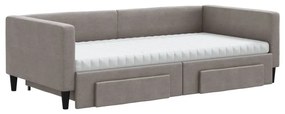 Sofá-cama c/ gavetão/gavetas 100x200cm tecido cinza-acastanhado