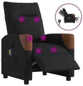 vidaXL Poltrona reclinável de massagens elétrica tecido preto