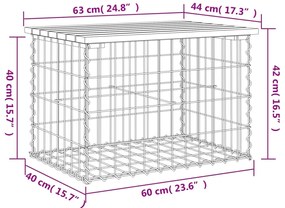 Banco de jardim c/ design gabião 63x44x42 cm pinho impregnado