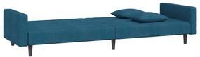 Sofá-cama 2 lugares com duas almofadas veludo azul