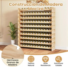 Garrafeira de Vinho, 120 x 29 x 79 cm, Capacidade para 72 Garrafas, Cor Natural