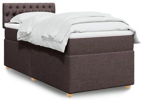 Cama com molas/colchão 90x200 cm tecido castanho-escuro