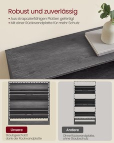 Sapateira com 2 portas e compartimento aberto 24 x 80 x 102 cm, cinzenta