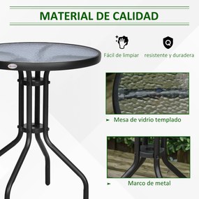 Mesa de Jardim Redonda com Bancada de Vidro Temperado Decorativa e Est