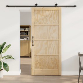 vidaXL Porta Deslizante com Conjunto de Hardware 'ORKDAL'Madeira Maciça de Pinho