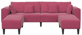 Sofá de Veludo com almofada 3 pcs Vinho Vermelho 208 cm Veludo