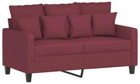 3 pcs conjunto de sofás com almofadas tecido vermelho-tinto