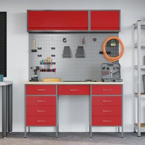 Conjunto de Móvel de Trabalho e Painel de Ferramentas em 8 Peças Verme