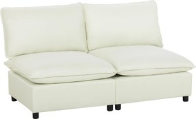 HOMCOM Sofá 2 lugares modular, sofá de sala moderno 146 cm sem braços com assento largo, almofadas espessas, creme | Aosom Portugal