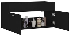 Armário de lavatório derivados de madeira preto