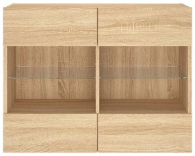 Móvel parede p/ TV c/ luzes LED 78,5x30x60,5 cm carvalho sonoma