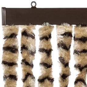 Cortina anti-insetos 90x200 cm chenille bege e castanho