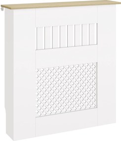HOMCOM Cobertura para Radiadores Proteção Radiador de MDF 78x19x81 cm Desenho Moderno de Ripas Branco | Aosom Portugal