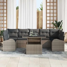 Conjunto de Sofá de Jardim vidaXL 8 Peças com Almofadas Rattan Poliést