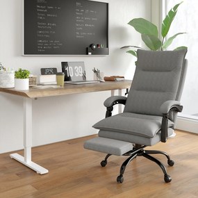 Cadeira de Escritório com 6 Pontos de Massagem e 5 Modos Reclinável com Função de Aquecimento 66x74x114-121,5 cm Cinza