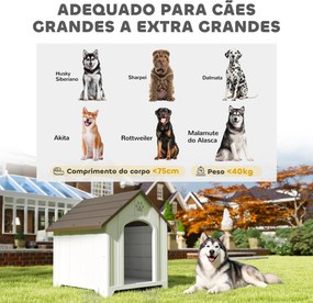 Casota para Cães de Exterior em Plástico com 2 Janelas, Base Elevada, Estacas Castanho Escuro