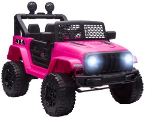 HOMCOM Carro Elétrico para Crianças acima de 3 anos Carro de Bateria 12V com 2 Motores Controle Remoto 2.4G Luzes Buzina Velocidade Ajustável Carga Máxima 30kg 100x65x72 cm Rosa