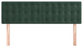 Cabeceira de cama 2 pcs veludo 72x5x78/88 cm verde-escuro