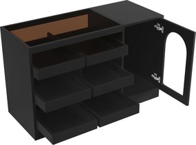 Móvel de gavetas moderno, aparador para sala de jantar com luz LED e 6 gavetas, 120x40x75 cm, Preto