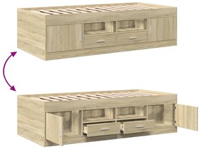 Sofá-cama com gavetas sem colchão 90x200 cm carvalho sonoma