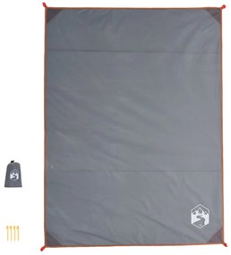 Toalha de piquenique com estacas 205x155 cm cinzento e laranja