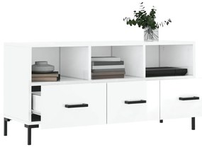 Móvel para TV 102x36x50 cm derivados madeira branco brilhante