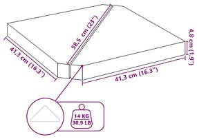 Placas peso guarda-sol triangulares 2 pcs granito 14kg cinzento