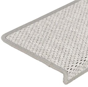Tapetes escada adesivos aspeto sisal 15pcs 65x21x4 cm platinado