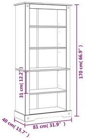 Estante 5 prateleiras Corona Range 81x40x170 cm pinho mexicano