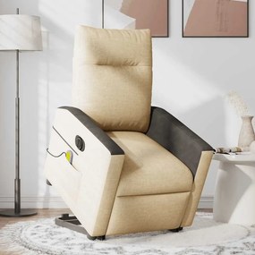 vidaXL Poltrona elétrica elevatória massagens tecido creme
